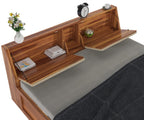 STRATA FURNITURE Sheesham Wood King Size Bed with Box and Headboard Storage for Bedroom Home (Honey Finish)