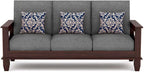 Js Home Decor Sheesham Wood 3+2+1 Sofa Set Furniture for Living Room Walnut Brown