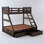 STRATA FURNITURE Sheesham Wood Bunk Bed with 2 Drawer Storage Wooden Double Bed Furniture for Bedroom Home (Walnut Finish)