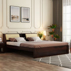 STRATA FURNITURE Sheesham Wood King Size Double Bed Without Storage Wooden Palang Cot for Bedroom Living Room Furniture (Walnut Finish)