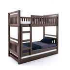 STRATA FURNITURE Solid Sheesham Wood Bunk Bed With Trundle Wooden Bunk Bed With Ladder For Bedroom Living Room Home (Walnut Finish, 1.68 M, 2.08 M, 0.99 M)