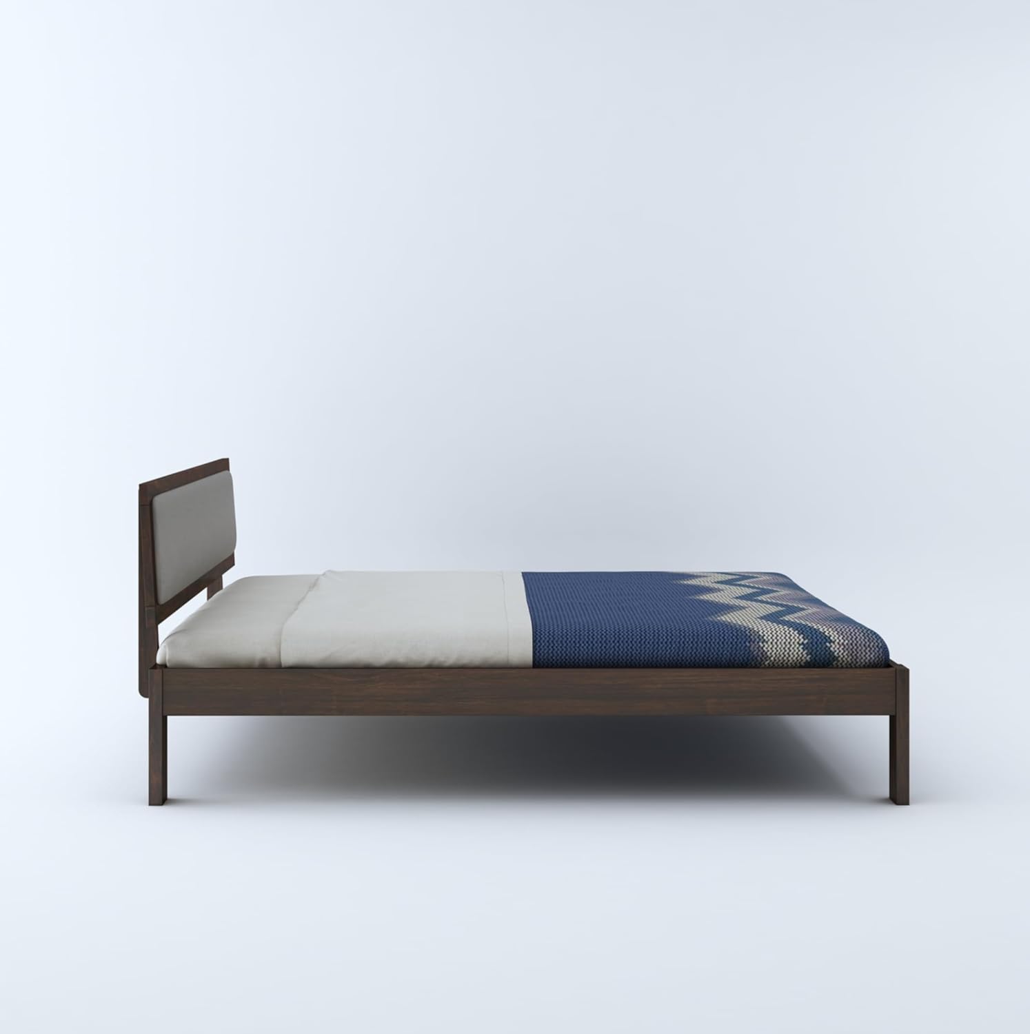STRATA FURNITURE Solid Sheesham Wood Queen Size Bed Without Storage for Bedroom Living Room Home Wooden Cot Double Bed Palang with Cushion Headboard Furniture (Walnut Finish)