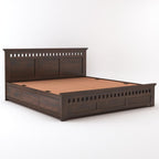 STRATA FURNITURE Solid Sheesham Wood Queen Size Bed with Box Storage | Wooden Double Bed Cot Palang Furniture for Bedroom Living Room and Home (Walnut Finish)