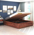 STRATA FURNITURE Sheesham Wood Queen Size Bed with Hydraulic Storage for Living Room Bedroom Home Wooden Double Bed Cot Palang Furniture (Honey Finish)