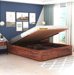 STRATA FURNITURE Sheesham Wood Queen Size Bed with Hydraulic Storage for Living Room Bedroom Home Wooden Double Bed Cot Palang Furniture (Honey Finish)