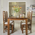 Sheesham Wood 4 Seater Dining Table Set with 4 Chairs for Home Natural Brown