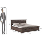 STRATA FURNITURE Solid Sheesham Wood Queen Size Bed with Box Storage | Wooden Double Bed Cot Palang Furniture for Bedroom Living Room and Home (Walnut Finish)