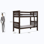 STRATA FURNITURE Sheesham Wood Bunk Bed Without Storage Wooden Double Bed Furniture for Bedroom Home (Walnut Finish)