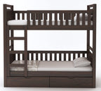 STRATA FURNITURE Sheesham Wood Bunk Bed with 2 Drawer Storage Wooden Double Bed Furniture for Bedroom Home (Walnut Finish)