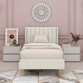 STRATA FURNITURE Upholstered Single Size Bed Without Storage for Bedroom Furniture Solid Wood Fabric Bed Wooden Single Bed Cot Palang for Home Living Room and Hotels (White)