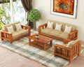 STRATA FURNITURE Solid Sheesham Wood 6 Seater Sofa Set for Living Room Bedroom Furniture Six Seater Sofa Wooden 3+2+1 Seater Sofa Couch for Home, Hall, and Office (Natural Finish)