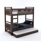 STRATA FURNITURE Solid Sheesham Wood Bunk Bed With Trundle Wooden Bunk Bed With Ladder For Bedroom Living Room Home (Walnut Finish, 1.68 M, 2.08 M, 0.99 M)