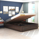 STRATA FURNITURE Sheesham Wood Queen Size Bed with Hydraulic Storage for Living Room Bedroom Home Wooden Double Bed Cot Palang Furniture (Walnut Finish)