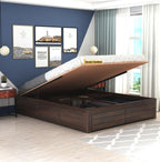 STRATA FURNITURE Sheesham Wood Queen Size Bed with Hydraulic Storage for Living Room Bedroom Home Wooden Double Bed Cot Palang Furniture (Honey Finish)