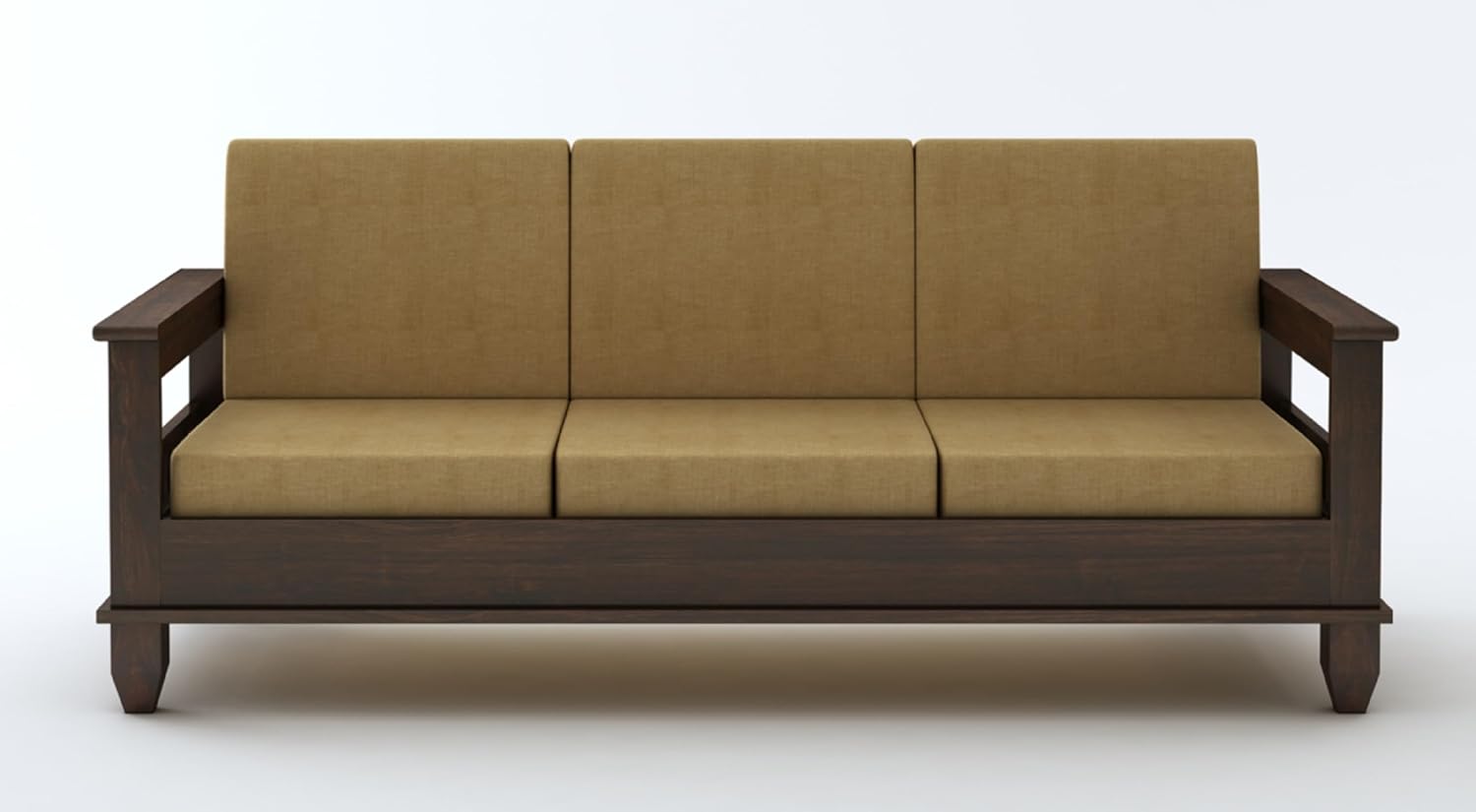 STRATA FURNITURE Sheesham Wood 3 Seater Sofa Set for Living Room Home Office Solid Wooden Three Seater Sofa Set Furniture (Walnut Finish)