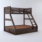 STRATA FURNITURE Sheesham Wood Bunk Bed with 2 Drawer Storage Wooden Double Bed Furniture for Bedroom Home (Walnut Finish)