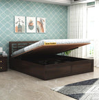 STRATA FURNITURE Sheesham Wood King Size Bed with Hydraulic Storage and Headboard for Bedroom Living Room Home Wooden Double Bed Cot Palang Furniture (Walnut Finish)