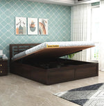 STRATA FURNITURE Sheesham Wood King Size Bed with Hydraulic Storage and Headboard for Bedroom Living Room Home Wooden Double Bed Cot Palang Furniture (Walnut Finish)