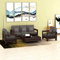 Js Home Decor Sheesham Wood 3+2+1 Sofa Set Furniture for Living Room Walnut Brown