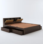 STRATA FURNITURE Sheesham Wood King Size Bed with Drawer Storage Solid Wood Double Bed Palang Wooden Bed for Bedroom Living Room Furniture (Walnut Finish)