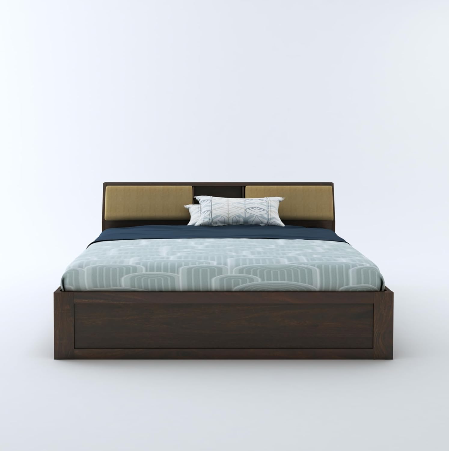 STRATA FURNITURE Sheesham Wood King Size Bed with Drawer Storage Solid Wood Double Bed Palang Wooden Bed for Bedroom Living Room Furniture (Walnut Finish)