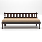 STRATA FURNITURE Solid Sheesham Wood 3 Seater Sofa Cum Diwan Bed for Living Room Bedroom Furniture Three Seater Sofa Wooden Couch Diwan Sofa Settee for Home, Hall, and Office (Walnut Finish)