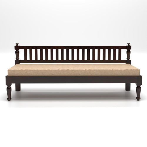 STRATA FURNITURE Solid Sheesham Wood 3 Seater Sofa Cum Diwan Bed for Living Room Bedroom Furniture Three Seater Sofa Wooden Couch Diwan Sofa Settee for Home, Hall, and Office (Walnut Finish)