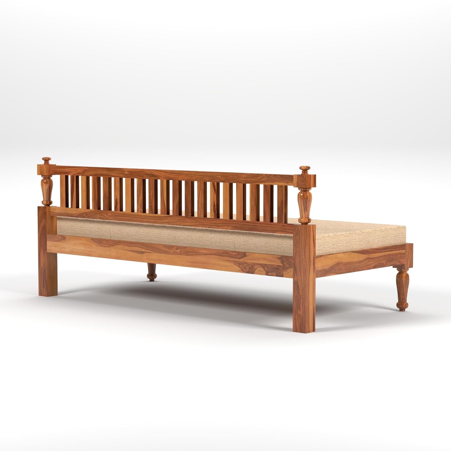 STRATA FURNITURE Solid Sheesham Wood 3 Seater Sofa Cum Diwan Bed for Living Room Bedroom Furniture Three Seater Sofa Wooden Couch Diwan Sofa Settee for Home, Hall, and Office (Natural Finish)
