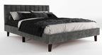 STRATA FURNITURE Wooden Queen Size Bed Cot Bed Furniture Upholstered Double Bed for Bedroom Living Room Home - Grey Finish