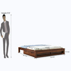 STRATA FURNITURE Solid Sheesham Wood Low Height Platform King Size Bed with Storage for Bedroom Wooden Double Bed (Honey Finish)