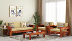 STRATA FURNITURE Sheesham Wood 5 Seater Sofa Set for Living Room Home Office 3+1+1 Solid Wood Sofa Set Wooden Sofa Set 5 Seater (Natural Teak Finish)