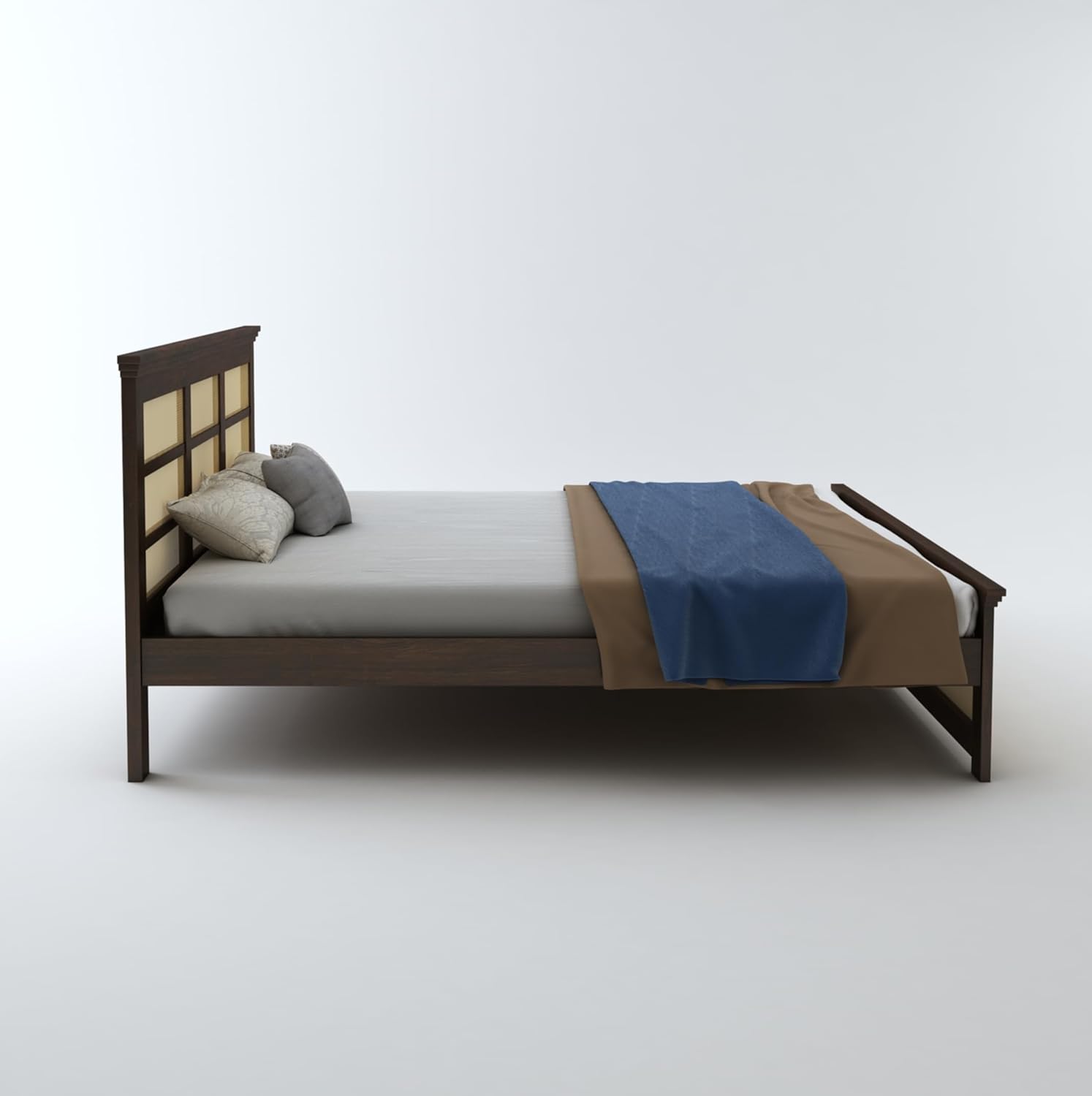 STRATA FURNITURE Solid Sheesham Wood Queen Size Bed Without Storage for Bedroom Living Room Home Wooden Headboard Cot Double Bed Palang Furniture (Walnut Finish)