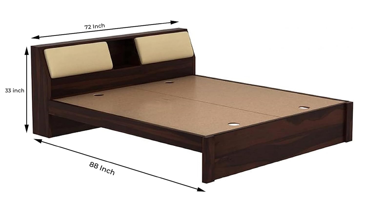 STRATA FURNITURE Sheesham Wood King Size Double Bed Without Storage Wooden Palang Cot for Bedroom Living Room Furniture (Walnut Finish)