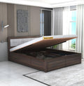 STRATA FURNITURE Sheesham Wood King Size Bed with Hydraulic Storage and Cushion Headboard for Living Room Bedroom Home Wooden Double Bed Cot Palang Furniture (Walnut Finish)