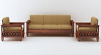 Strata Furniture Solid Sheesham Wood 5 Seater Sofaset For Living Rooms 3+1+1 Wooden Sofa Set For Home And Office (Natural Teak Finish) - 5