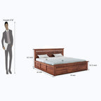 STRATA FURNITURE Sheesham Wood King Size Bed with Box Storage Wooden Double Bed Cot Bed Furniture for Bedroom Living Room Home (Natural Finish)
