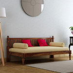 Strata Furniture Solid Sheesham Wood Diwan Bed For Home And Living Room Wooden Deewan Bed (Light Walnut), 2 Seater