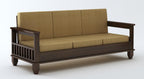 STRATA FURNITURE Sheesham Wood 3 Seater Sofa Set for Living Room Home Office Solid Wooden Three Seater Sofa Set Furniture (Walnut Finish)