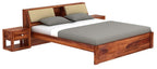STRATA FURNITURE Sheesham Wood Queen Size Double Bed Without Storage Wooden Palang Cot for Bedroom Living Room Furniture (Honey Finish)