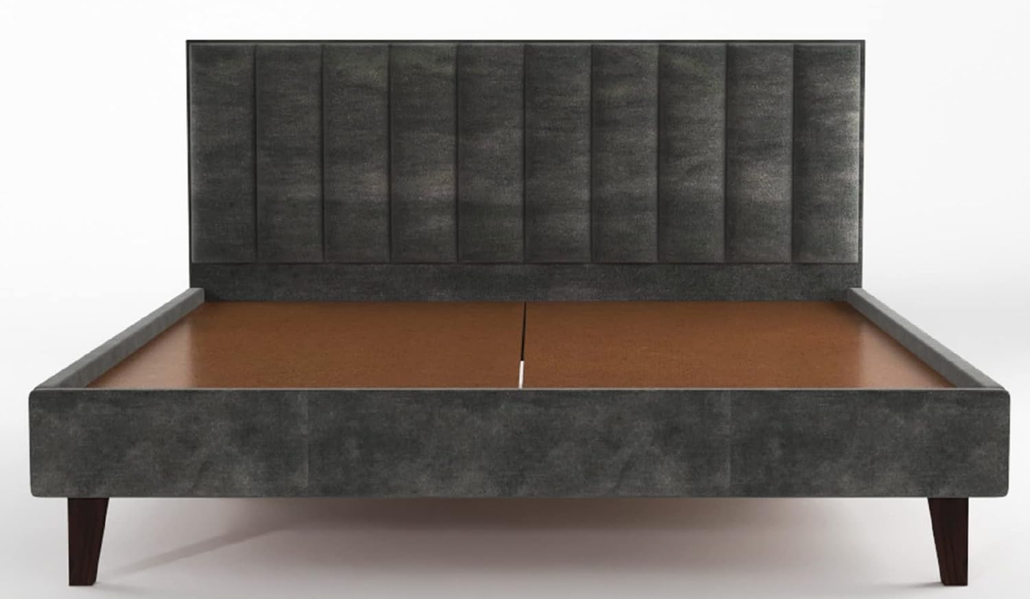 STRATA FURNITURE Wooden King Size Bed Cot Bed Furniture Upholstered Double Bed for Bedroom Living Room Home (Grey Finish)