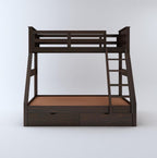 STRATA FURNITURE Sheesham Wood Bunk Bed with 2 Drawer Storage Wooden Double Bed Furniture for Bedroom Home (Walnut Finish)