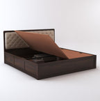 STRATA FURNITURE Solid Sheesham Wood King Size Bed with Storage for Bedroom Living Room Solid Wooden Furniture Double Bed for Home Hotels (Walnut Finish)