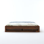 STRATA FURNITURE Solid Sheesham Wood Low Height Platform King Size Bed with Storage for Bedroom Wooden Double Bed (Honey Finish)