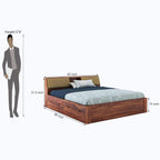 STRATA FURNITURE Sheesham Wood Queen Size Bed with Drawer Storage Solid Wood Double Bed Palang Wooden Bed for Bedroom Living Room Furniture (Honey Finish)