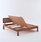 STRATA FURNITURE Solid Sheesham Wood Queen Size Bed Without Storage for Bedroom Living Room Home Wooden Cot Double Bed Palang with Cushion Headboard Furniture (Honey Finish)