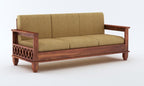 Strata Furniture Solid Sheesham Wood 5 Seater Sofaset For Living Rooms 3+1+1 Wooden Sofa Set For Home And Office (Natural Teak Finish) - 5