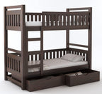 STRATA FURNITURE Sheesham Wood Bunk Bed with 2 Drawer Storage Wooden Double Bed Furniture for Bedroom Home (Walnut Finish)