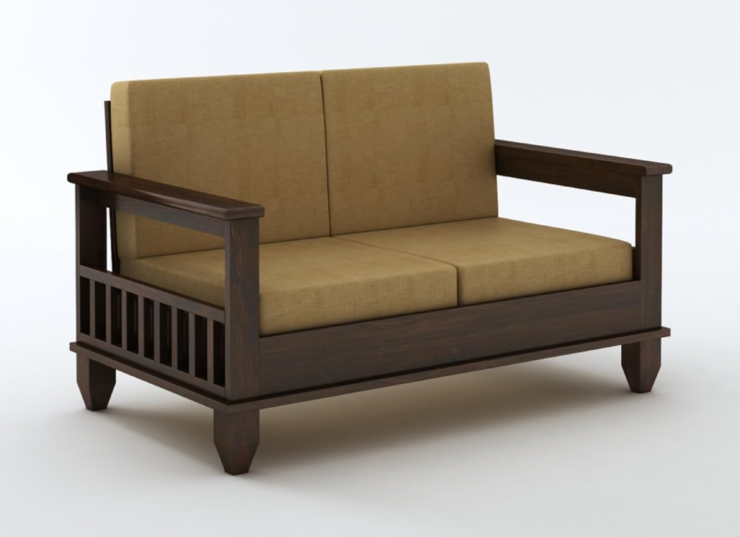 STRATA FURNITURE Sheesham Wood 7 Seater Sofa Set for Living Room Home Office Hall Solid Wooden 3+2+1+1 Seater Sofa Set Furniture (Walnut Finish)