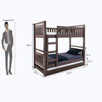 STRATA FURNITURE Solid Sheesham Wood Bunk Bed With Trundle Wooden Bunk Bed With Ladder For Bedroom Living Room Home (Walnut Finish, 1.68 M, 2.08 M, 0.99 M)