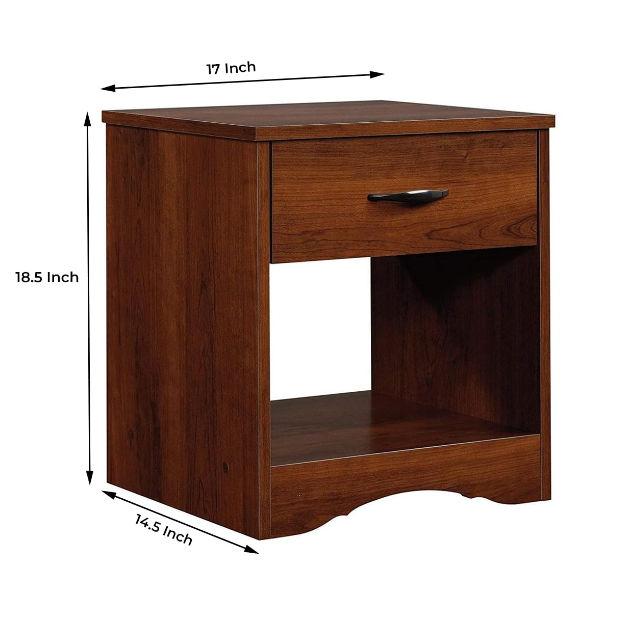 STRATA FURNITURE Sheesham Wood Bedside Table with Drawer and Shelf Storage Wooden Night Stand for Bedroom Living Room Home (Honey Teak Brown Finish)